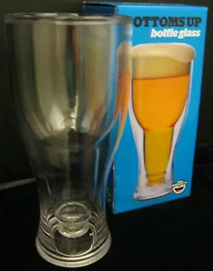 BOTTOMS UP BOTTLE GLASS FOR BEER BY BIG MOUTH INC. BPA FREE PLASTIC BEER GLASS - Picture 1 of 4