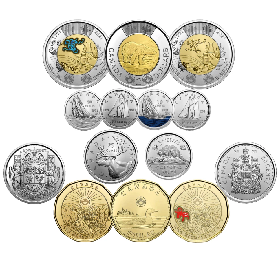 🇨🇦 Canada Full Collection Set, All 14 coins issued in 2021 including special - Image 1 of 2