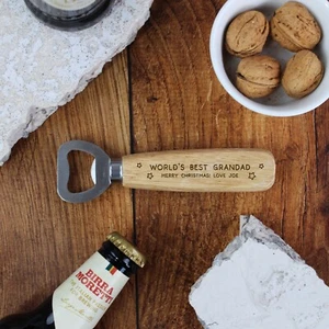 World’s Best Grandad Bottle Opener Personalised Wood Beer Bottle Opener Xmas - Picture 1 of 10