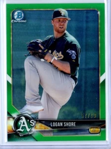 2018 Bowman Chrome Prospects BCP202 /99 Logan Shore Green Refractor Athletics - Bild 1 von 2