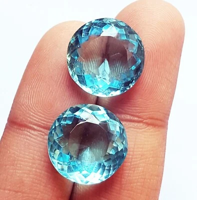 Aquamarine 10 to 12 Ct Round Shape Pair Loose Gemstone Certified R806 - Image 1 of 4
