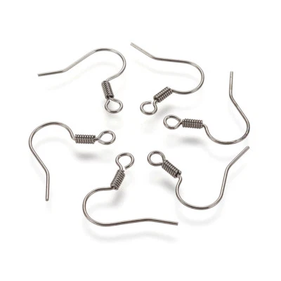1000pc Gunmetal Brass Earring Hooks Corrugated Tube End Nickel Free Earwire 17mm - Image 1 of 2