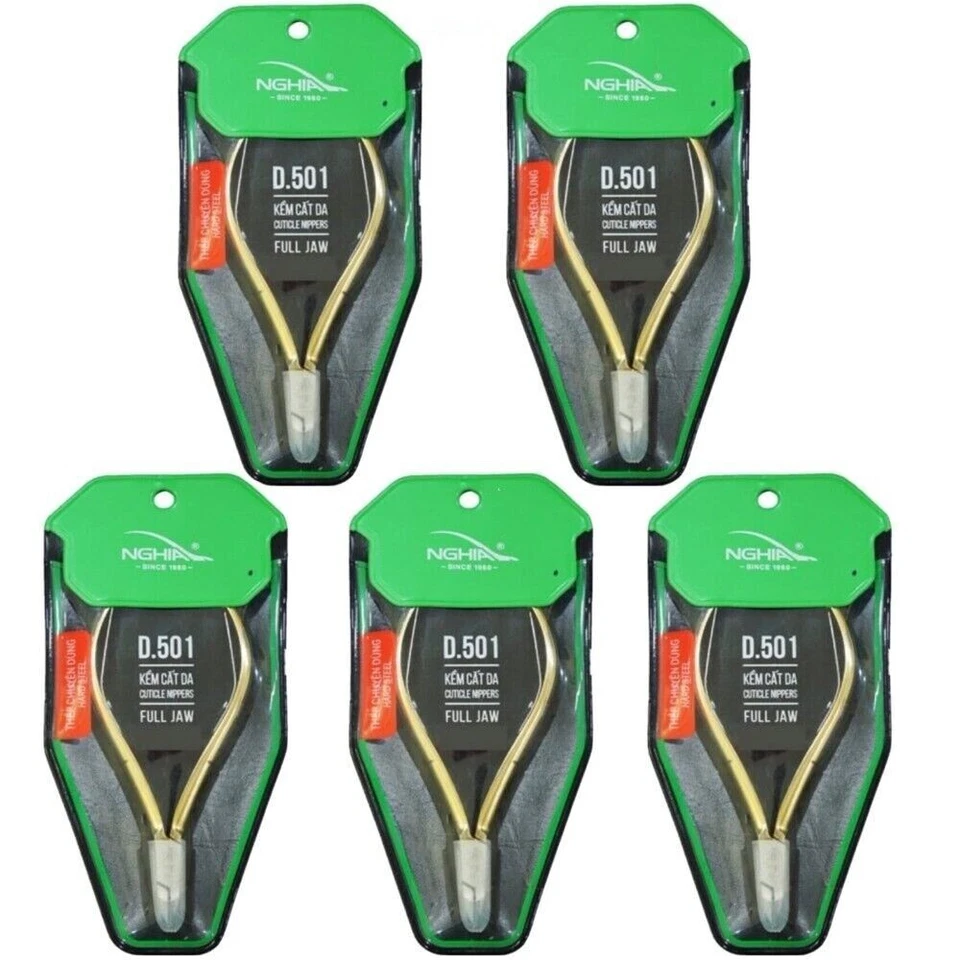 Nghia - Hard Steel Cuticle Nipper D501 Full Jaw - Pack of 5 - Image 1 of 3