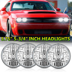 4PCS 5.75" 5-3/4" 6000K LED Headlights Hi/Lo Beam for Chevy Chevelle 1964-1970