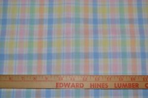 Cotton blend fabric, 45" x 2.5 yards.  Plaid in pastel colors