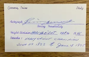 PRIMO CARRERA ORIGINAL SIGNIERTE INDEXKARTE (mit COA) - Bild 1 von 2