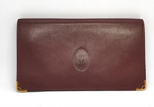 Must De Cartier Leather Bi-fold Envelope Wallet Bordeaux (1001-1) - Picture 1 of 22