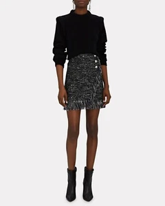 NWT Intermix Danny Fringed Tweed Mini Skirt - Size 4 - Picture 1 of 12