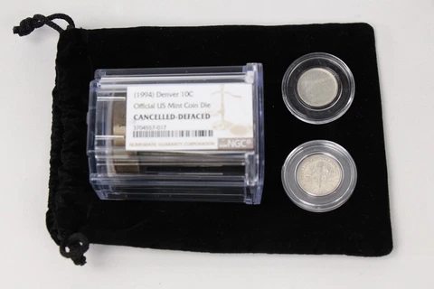 1994-D Roosevelt Dime Official U.S. Mint Die Set NGC Cancelled Defaced 10c Cover