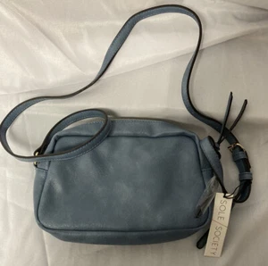 SOLE SOCIETY Dael Faux Leather Crossbody Bag in Light Blue - NWT - Picture 1 of 10