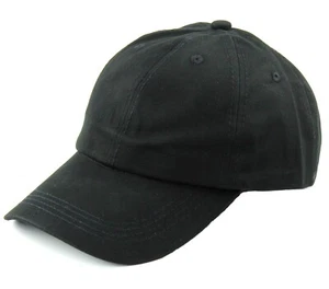 Mens Womens Polo Style Baseball Cap Visor Dad Solid Black Sports Hat 100% Cotton - Picture 1 of 5