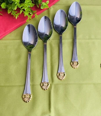 Juego de cucharas de cena ESTIA 24K galvanoplastia, plato de plata y acero inoxidable Foto 1 de 4