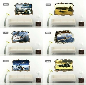Military Aircrafts Planes Air Force Jets 3D Wall Sticker Vinyl Decal Art Mural - Picture 1 of 15
