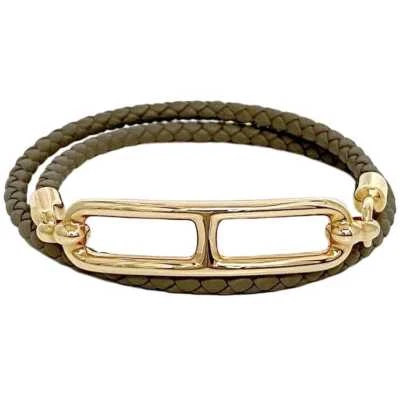 Pulsera Hermes Doble Tour f-22268 Beige Veronaise Oro Herrajes Luli Bueno Foto 1 de 4