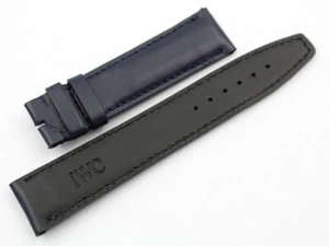 IWC Watch Band Cinturino Portoghese Ricambio Blu Opaco Cuir Veritable 20mm - Imagen 1 de 5