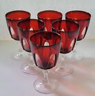 Set of 6 Cristal d'Arques Durand Gothic Ruby Red Wine Glasses / Goblets ~ France