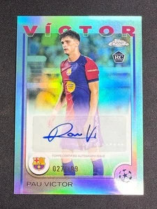 Pau Victor 2024-25 Topps Chrome UEFA Aqua Lava Refractor Auto 027/199 RC #CA-PV - Picture 1 of 2