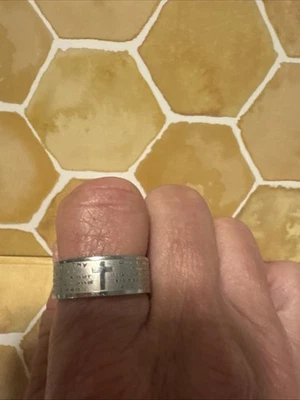 Христианский крест с надписью из нержавеющей стали кольцо с молитвой Господней - Изображение 1 из 2