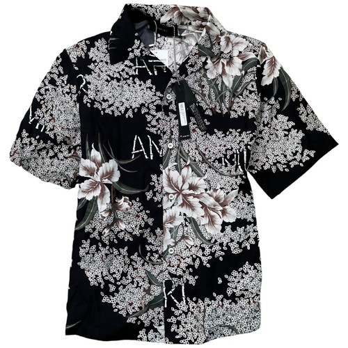 Amiri Camicia Uomo Hibiscus Tiki Stampa Nera IT 46 UK S
