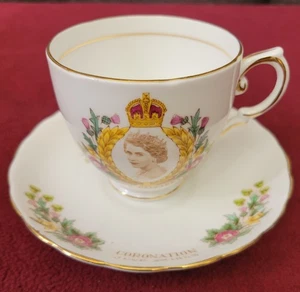 Queen Elizabeth II Krönung Teetasse & Untertasse 1953 Tuscan Fine Bone China - Bild 1 von 7