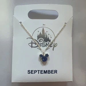 Disney Parks Mickey Mouse Ear September Birth Month Silver Tone Necklace - Picture 1 of 3