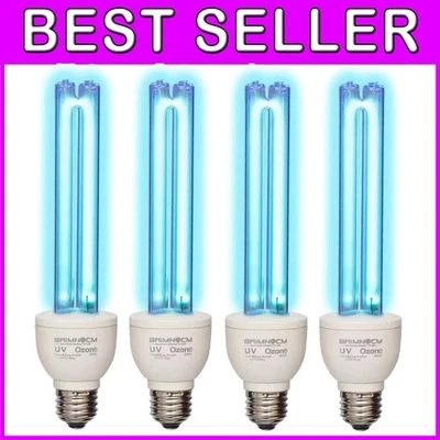 4-Pack 25W UV-C Ozone Light Bulbs for Home E26 Base - Purify 1600 sq ft - Image 1 of 4