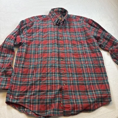 Camisa masculina vintage High Sierra grande vermelha preta verde xadrez flanela botão anos 90 - Imagem 1 de 3