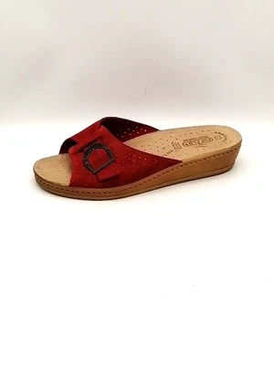 Fly Flot 凉鞋女式红色 EUR 41 皮革拖鞋解剖防震意大利 — 第 1/4 张图片