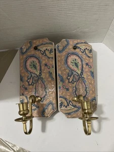 Dynasty Wall Sconces  By Heygill And H.F.P. Macau Set Of Two Handpainted - Picture 1 of 11