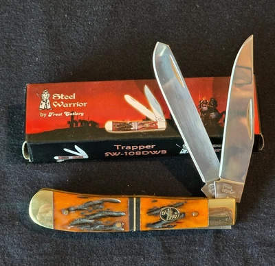 全新 复古 Frost Warrior 骨镍银捕手 2 刀片 不锈钢刀 A1+ — 第 1/4 张图片