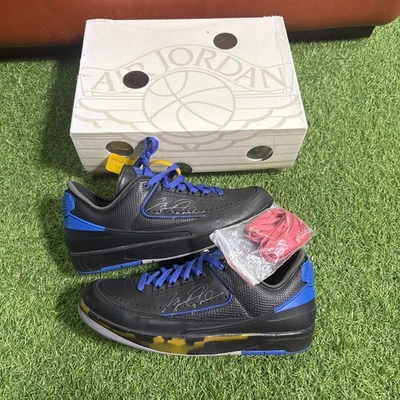 Tamanho 10.5 - Off-White x Air Jordan 2 Retro SP Preto Baixo Varsity Royal - Imagem 1 de 4