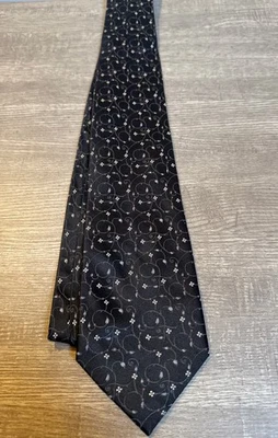 Corbata para hombre Calvin Klein 100 % seda ~ negra ~ patrón floral ~ Foto 1 de 4