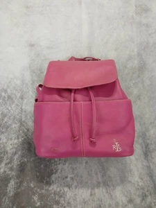 Polo Ralph Lauren Hot PINK Magenta Leather Mini Backpack Cinch Top Travel Bag - Picture 1 of 5