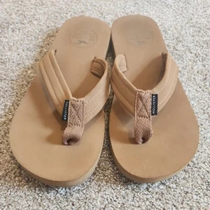 Hollister Flip Flop Sandals Men's 12 Black  and Tan Beachy Casual - Picture 1 of 7