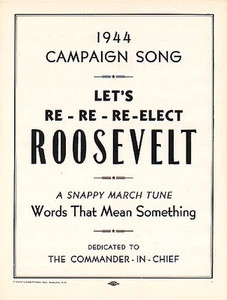 Partituras de campaña Franklin Roosevelt 1944 re-re-elección - Imagen 1 de 2