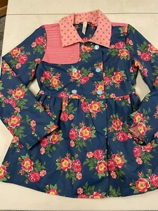 MATILDA JANE BEAUTIFUL FLORAL & DOTS BELTED DRESS COAT GIRLS SZ 10  LNW - Picture 1 of 4