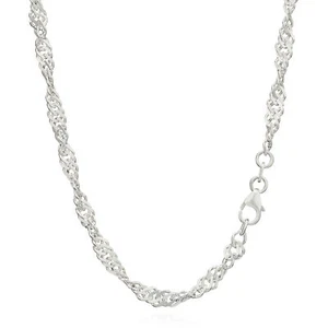 3.7mm Wide 925 Sterling Silver Singapore Chain Silver Chain Tank Chain Rotated - Picture 1 of 9