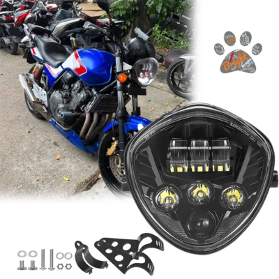 For Honda CB400 CB1300 CB600F CB250 7" Motorcycle LED Headlight Hi/Lo w/ Bracket - Image 1 of 4