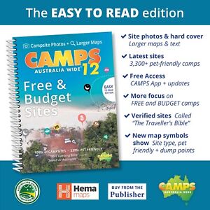 Camps 12 Free camping Guide B4 Easy to Read with photos Spiral Bound - CAMPS 12
