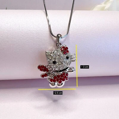 Collar Gatito Gato Collar Ángulo Gato con Cristal y Plata de Ley Foto 1 de 4