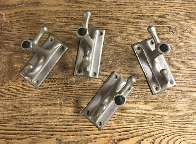 4 Antique Nickel Plated Cast Bronze Lavatory Stall/Door/Coat/Hat Hooks, c1914 - Image 1 of 3