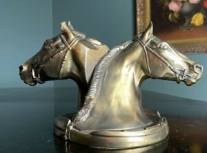 Vintage Dodge Inc. Gladys Brown Designed Metal Bronze Horse Head Bookends AS IS