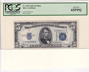 $5 Dollar Silver Certificate, Fr #1651 PCGS 65PPQ (61509) - Picture 1 of 2