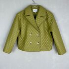Greylin size S Sandra quilted vegan leather jacket green double breasted