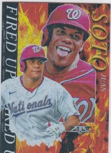 JUAN SOTO 2021 Topps Fire FIRED UP $$ INSERT Baseball Card NATS PADERES FOIL LE! - Picture 1 of 2