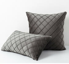 Checks Velvet Solid Plain Soft Cushion Cover Pillow Case Sofa Throw Home Decor