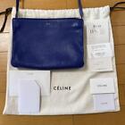 Celine Royal Blue Trio Large Shoulder Bag Leather Used Japan