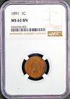 1891 1c Indian Head Small Cent MS 62 BRN NGC # 6342536-002 + Bonus
