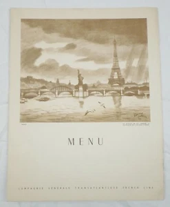 Vintage Compagnie Generale Transatlantique French Line Menu "1954" - Bild 1 von 6