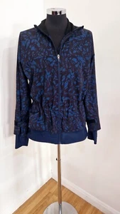 Sweaty Betty blue patterned jacket size M waist tighteners layered full zip - Picture 1 of 11